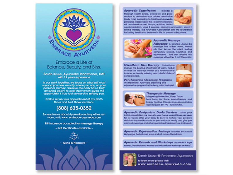 brochure design: Embrace Ayurveda