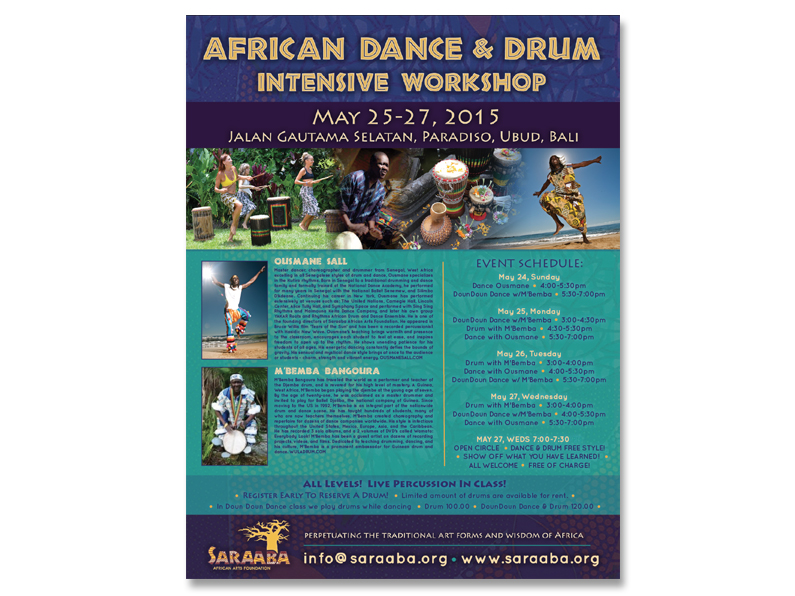 Poster: Saraaba Bali African Dance & Drum Intensive